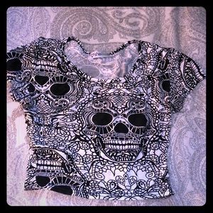 Skull day of the dead crop top
